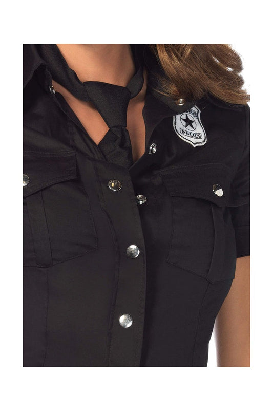 Leg Avenue Police Shirt with Badge Accents and Tie Black 1