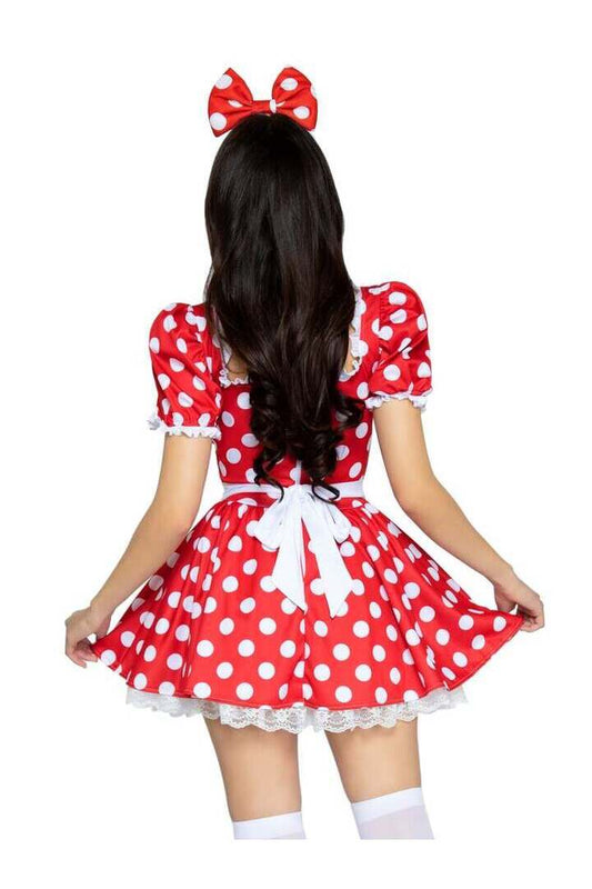 Leg Avenue Polka Dot Dress With Headband Costume in Red/White 1