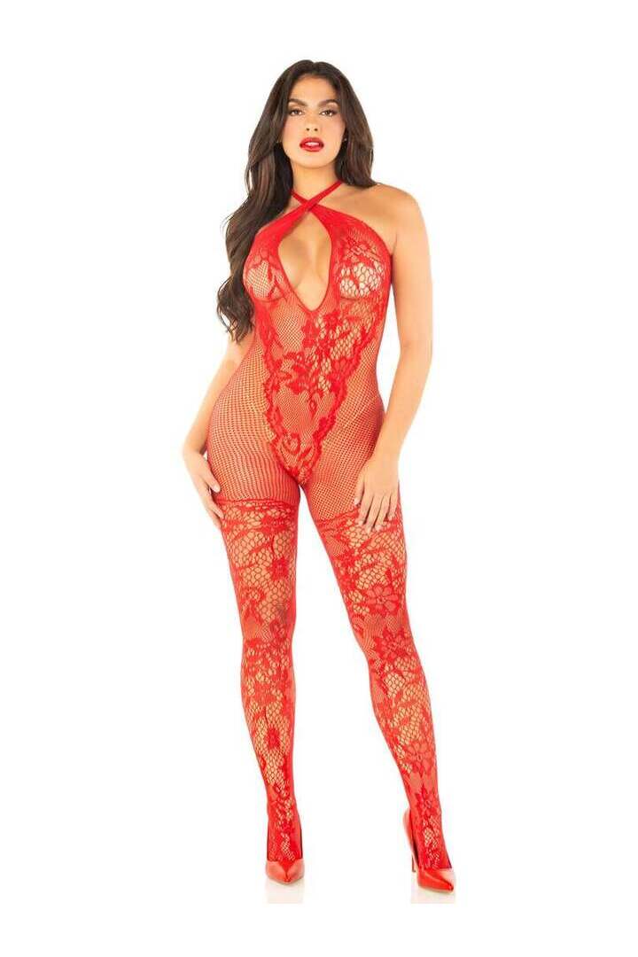 Leg Avenue Pretty Persuasion Lace Bodystocking in One Size 10