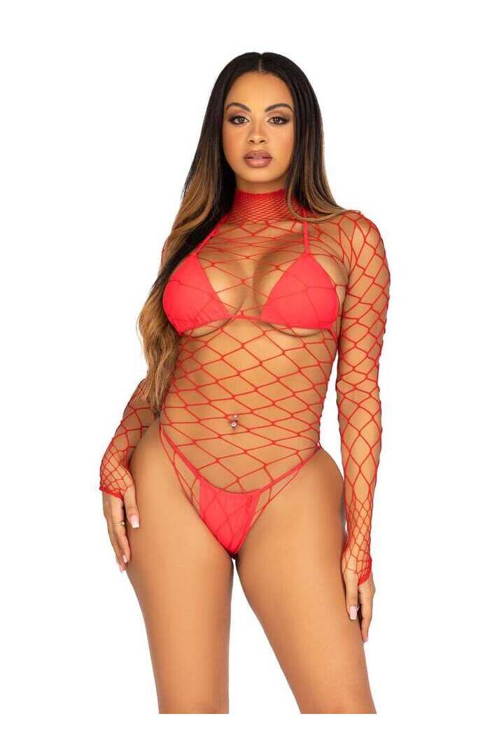Leg Avenue Pretty Please Net Bodysuit in One Size 11