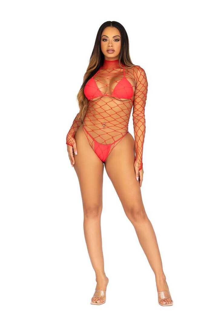 Leg Avenue Pretty Please Net Bodysuit in One Size 14