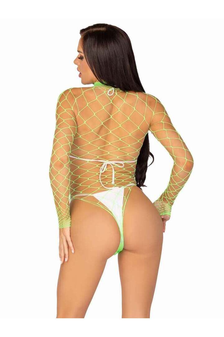 Leg Avenue Pretty Please Net Bodysuit in One Size 19