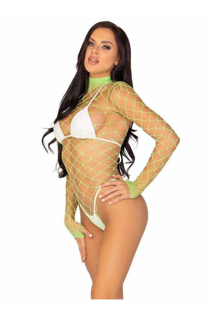 Leg Avenue Pretty Please Net Bodysuit in One Size 20