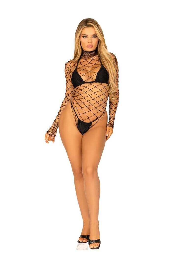 Leg Avenue Pretty Please Net Bodysuit in One Size 3