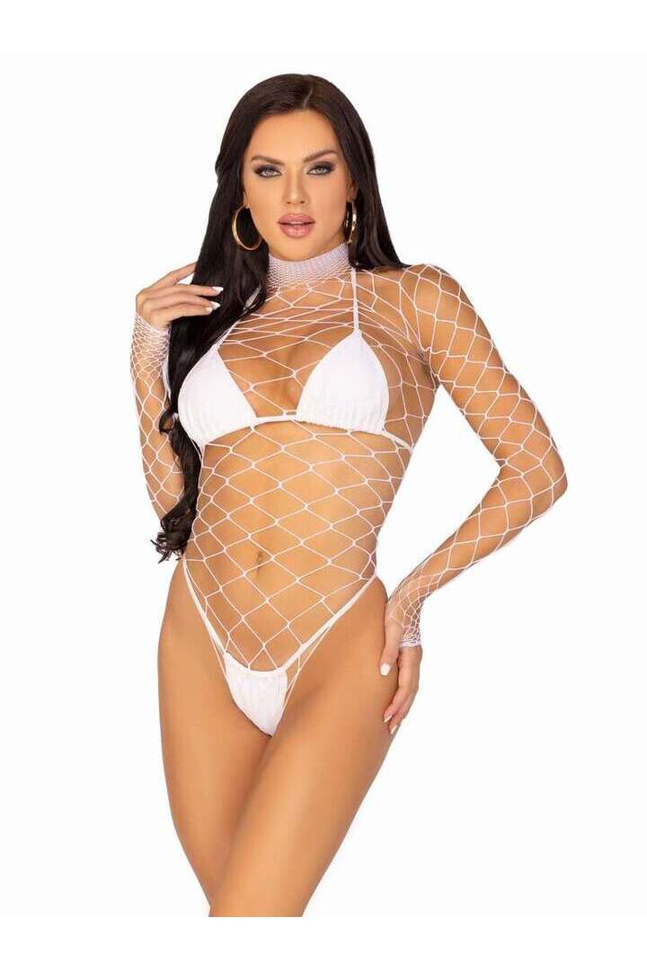 Leg Avenue Pretty Please Net Bodysuit in One Size 5