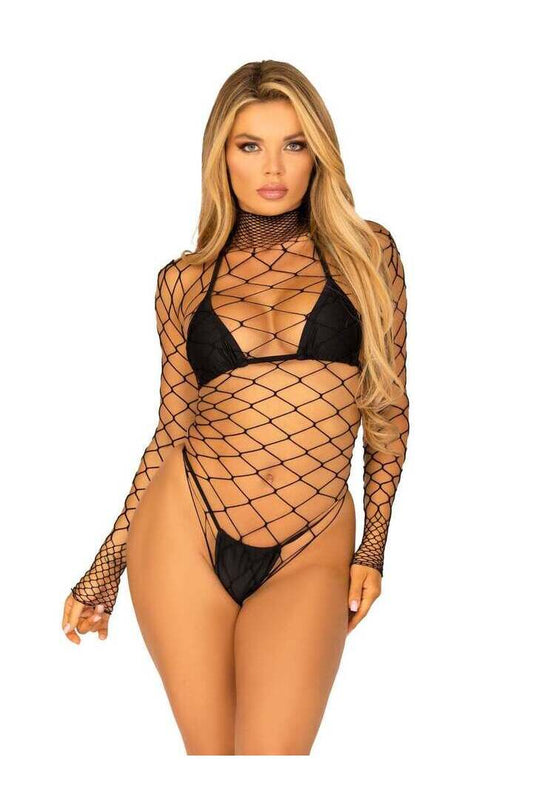 Leg Avenue Pretty Please Net Bodysuit in One Size