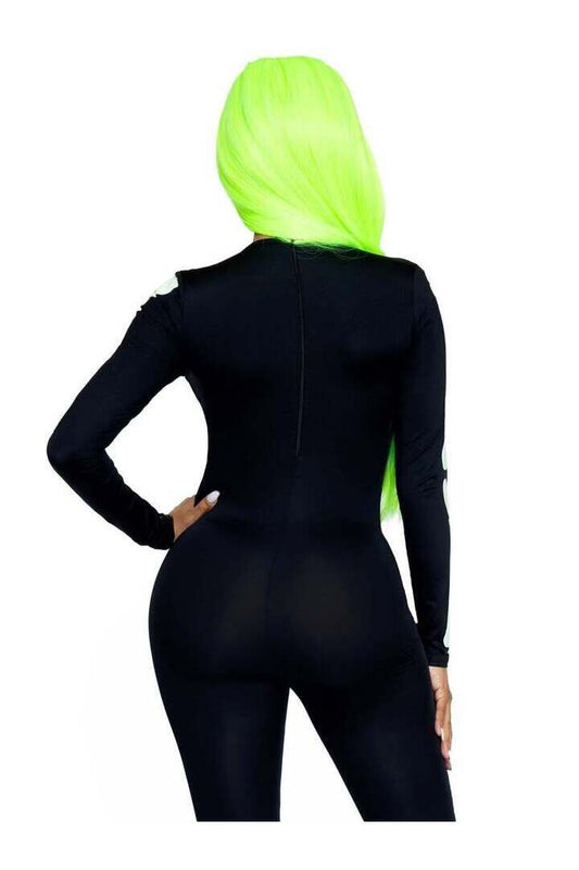 Leg Avenue Printed Glow In The Dark Skeleton Catsuit in Black/White 1