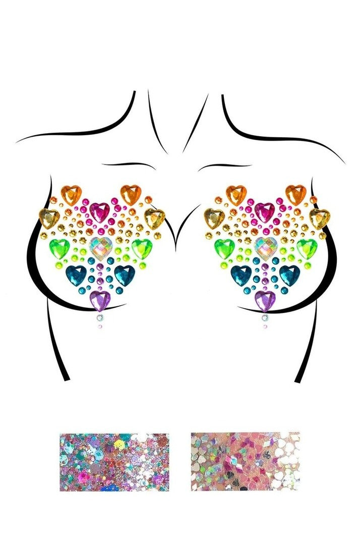 Leg Avenue Prism Jewels Sticker Nipple Pasties & Body Glitter Multicolor in One Size