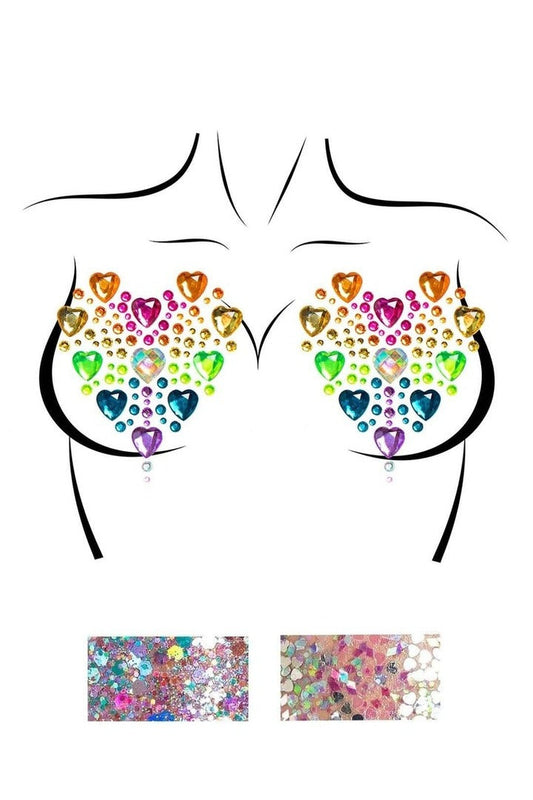 Leg Avenue Prism Jewels Sticker Nipple Pasties & Body Glitter Multicolor in One Size