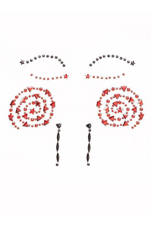 Leg Avenue Puppet Face Jewels Sticker Black/Red in One Size 1