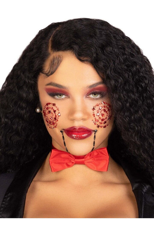 Leg Avenue Puppet Face Jewels Sticker Black/Red in One Size
