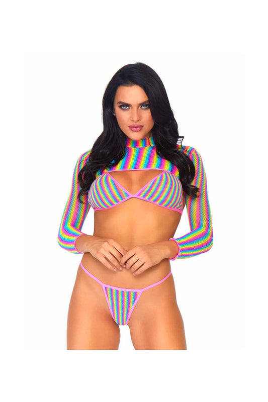 Leg Avenue Rainbow Dreams Fishnet Bikini Set Multicolor in One Size