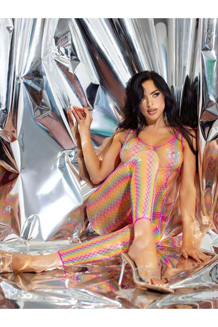 Leg Avenue Rainbow Dreams Footless Bodystocking Multicolor in One Size 6