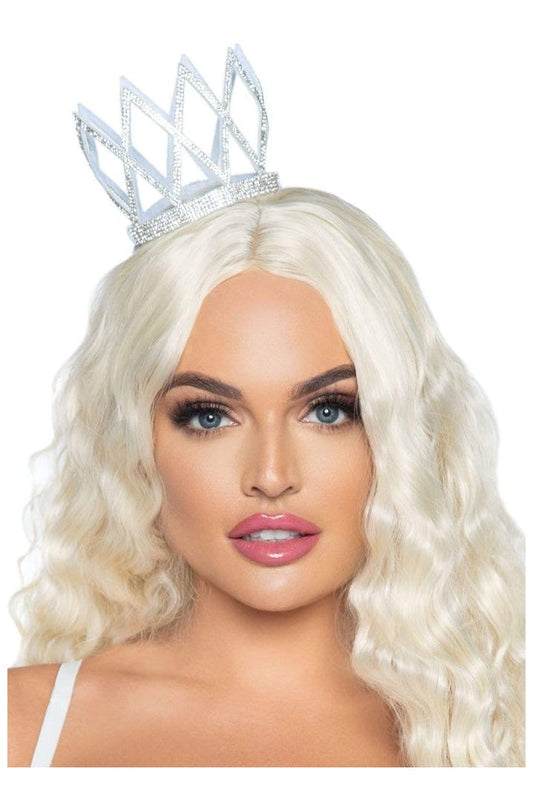 Leg Avenue Rhinestone Crown Headband Silver in One Size
