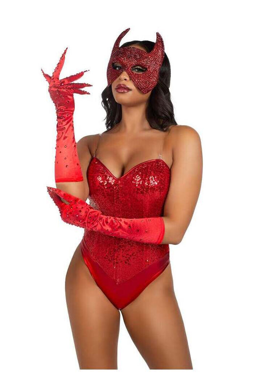 Leg Avenue Rhinestone Devil Mask Red in One Size 1