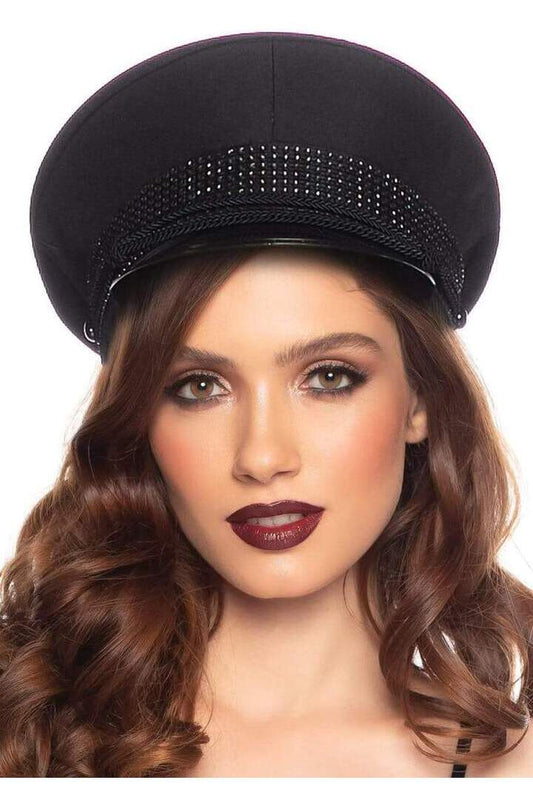 Leg Avenue Rhinestone Festival Officer Hat Black in One Size