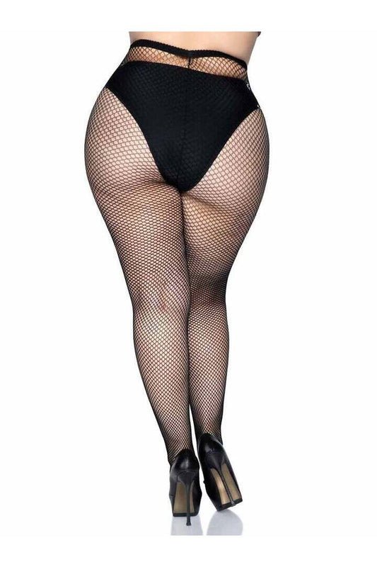 Leg Avenue Risa Plus Nylon Fishnet Tights in Queen Size 1