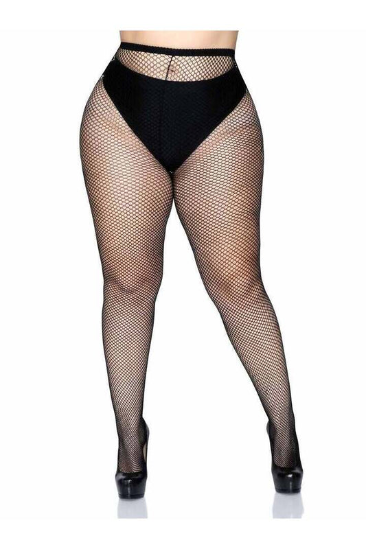 Leg Avenue Risa Plus Nylon Fishnet Tights in Queen Size