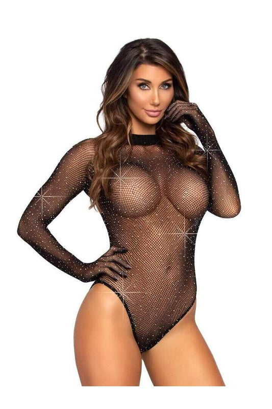 Leg Avenue Risk Factor Gloved Bodysuit Black in One Size