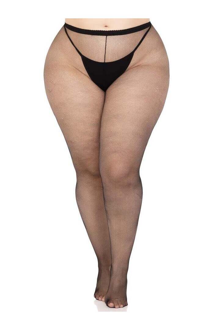 Leg Avenue Ronnie Plus Micro Net Tights Black in 1X/2X 3