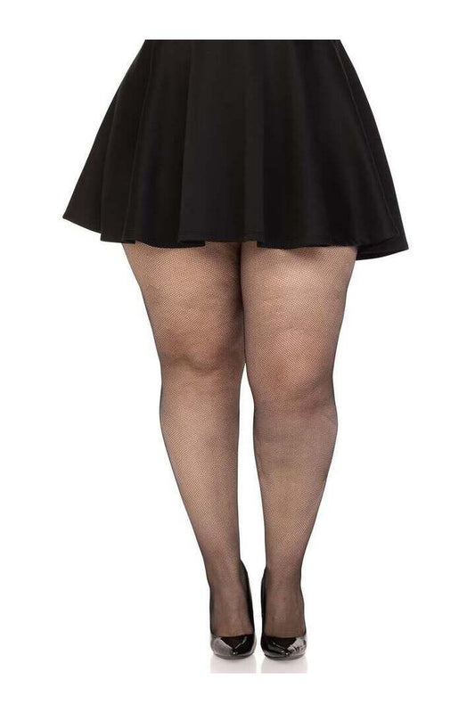 Leg Avenue Ronnie Plus Micro Net Tights Black in 1X/2X