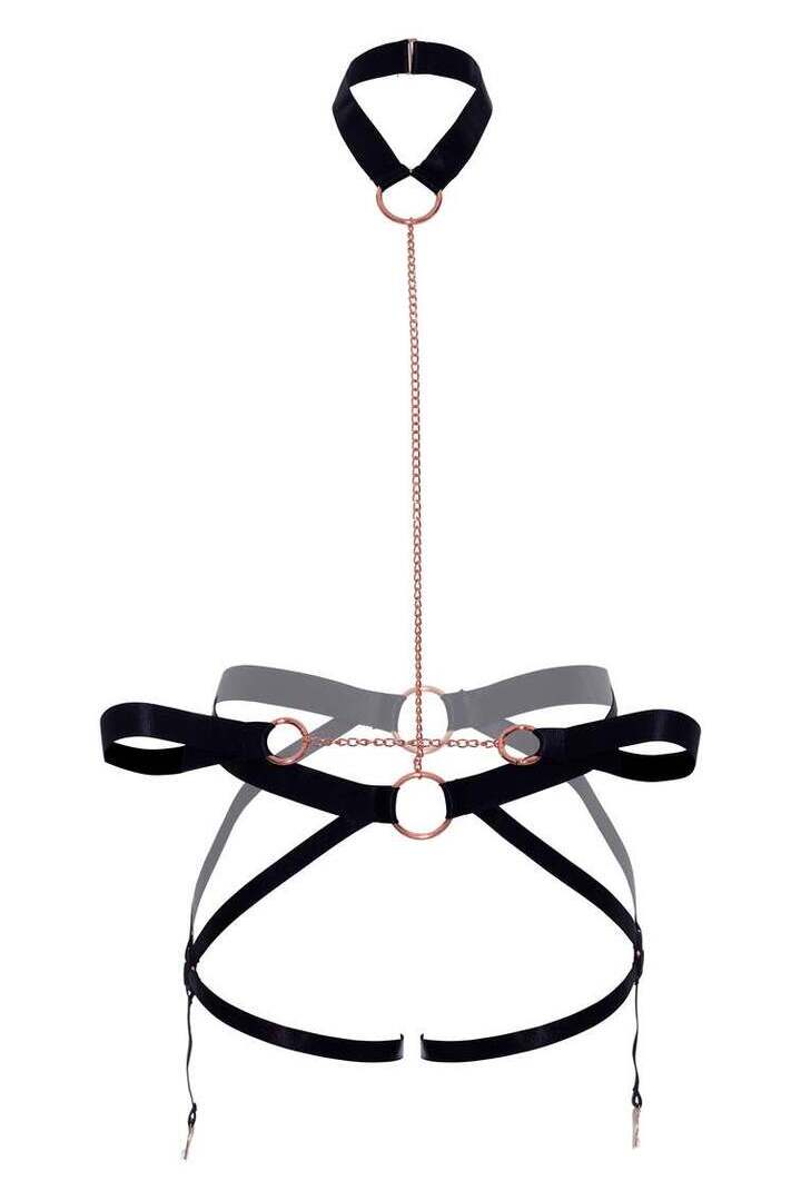 Leg Avenue Safe Word Harness Restraint Set Black in One Size 1