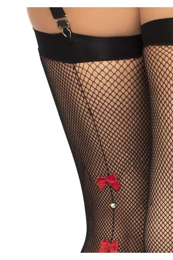 Leg Avenue Sally Fishnet Thigh High Stockings Black in One Size 2