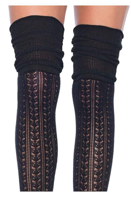 Leg Avenue Serena Pointelle Knee Scrunch Socks in One Size 1