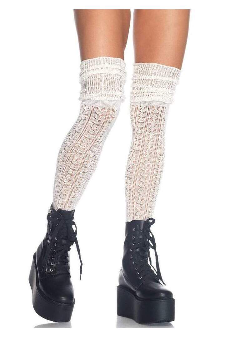 Leg Avenue Serena Pointelle Knee Scrunch Socks in One Size 2
