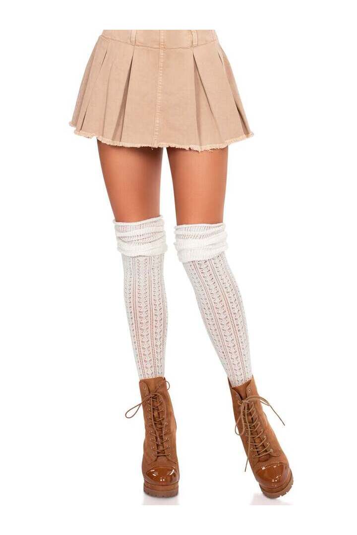 Leg Avenue Serena Pointelle Knee Scrunch Socks in One Size 4