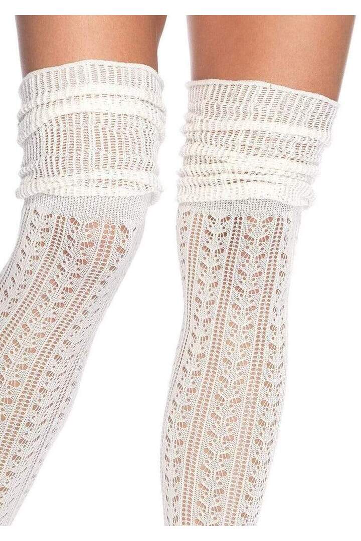 Leg Avenue Serena Pointelle Knee Scrunch Socks in One Size 5
