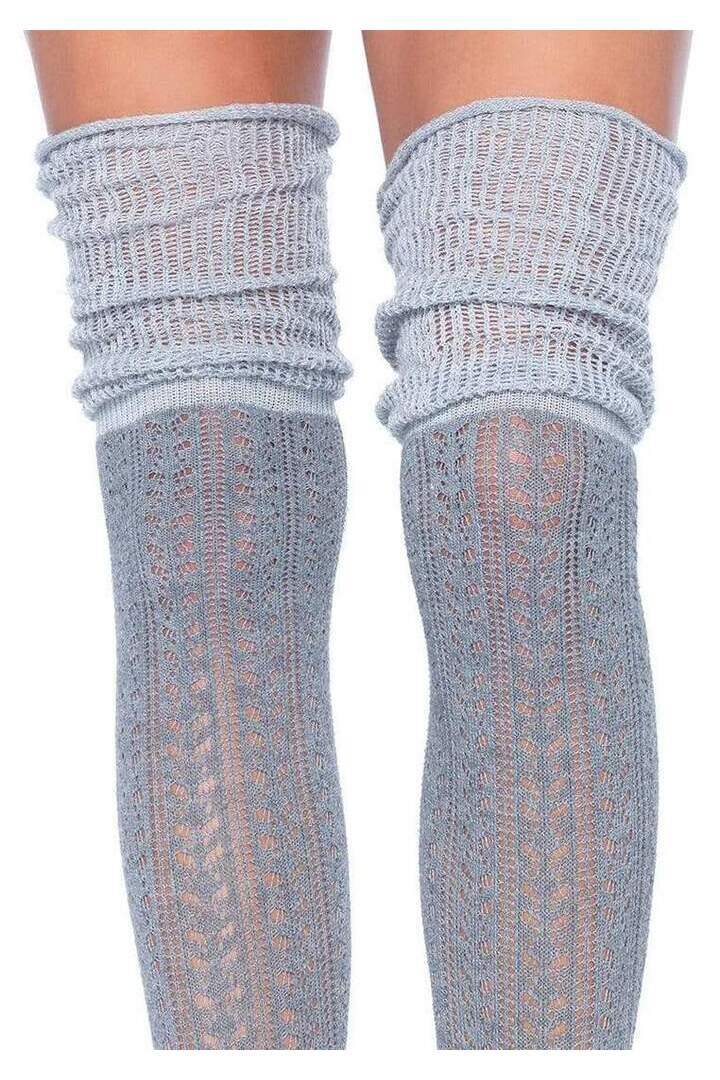 Leg Avenue Serena Pointelle Knee Scrunch Socks in One Size 9