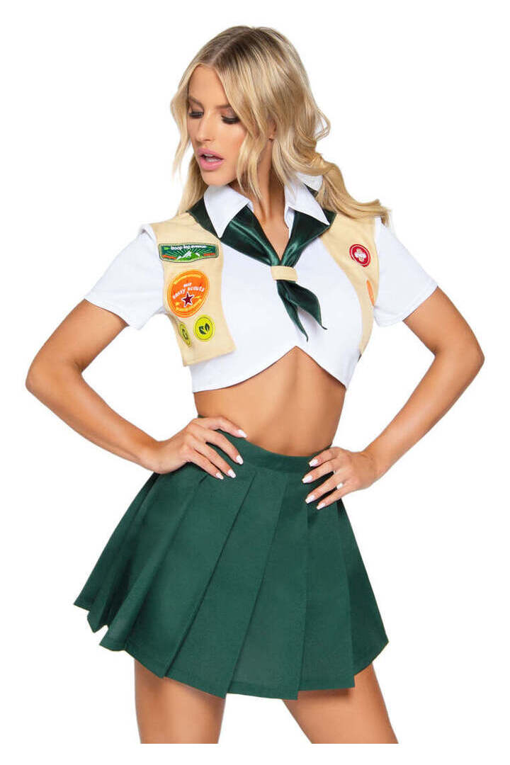 Leg Avenue Sexy Scout Uniform Costume in Green/White 3
