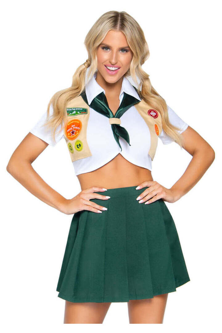 Leg Avenue Sexy Scout Uniform Costume in Green/White