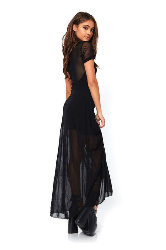 Leg Avenue Sheer Maxi Dress in Black 1