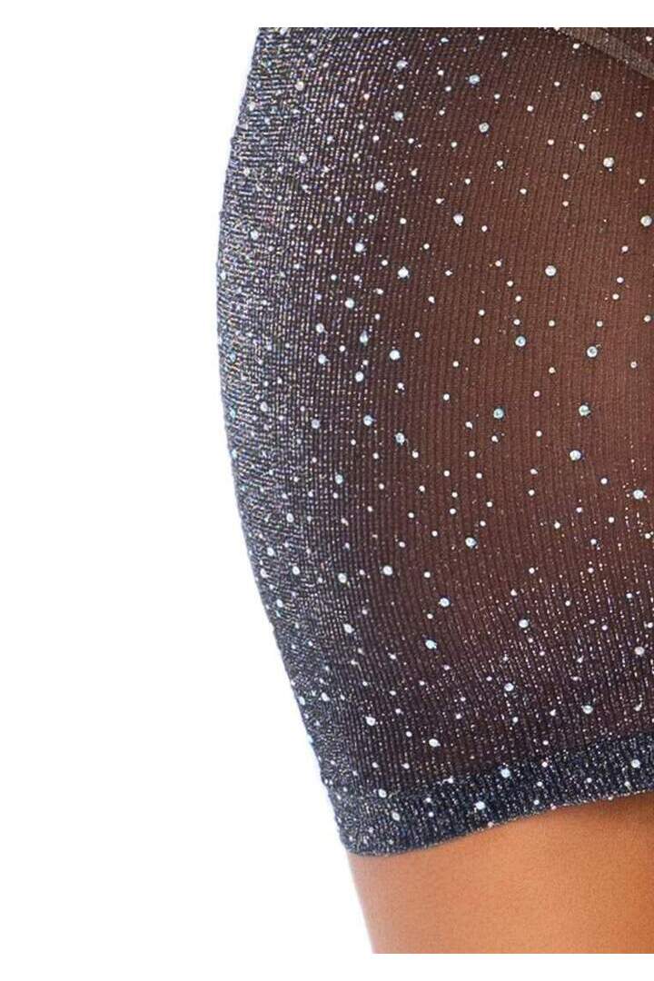Leg Avenue Show Off Rhinestone Tube Dress Black/Silver in One Size 5