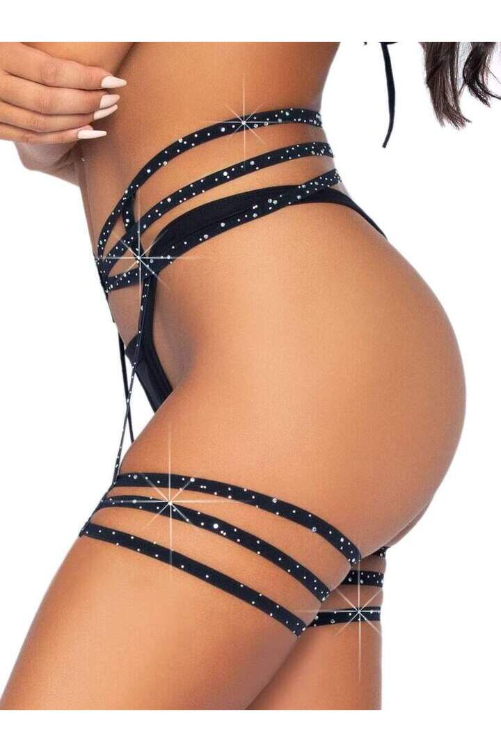 Leg Avenue Spice It Up Rhinestone Garter Belt Black in One Size 3