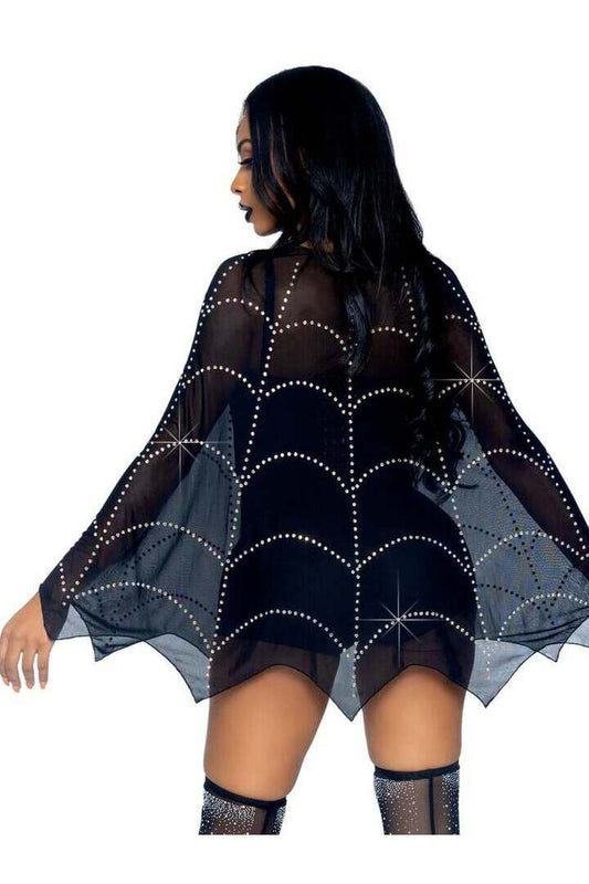 Leg Avenue Spider Web Rhinestone Costume Poncho Black in One Size 1
