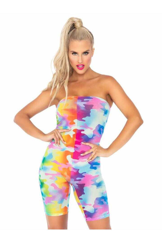 Leg Avenue Spotted You Camo Romper in Multicolor