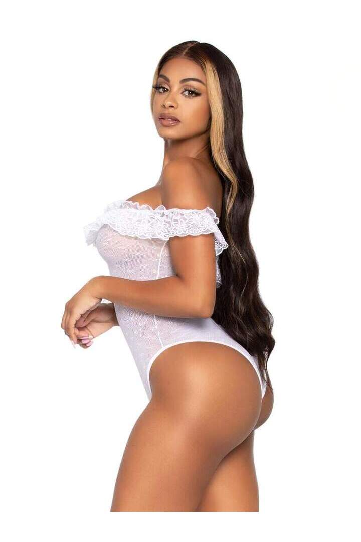 Leg Avenue Spring Fling Teddy Bodysuit White in One Size 2