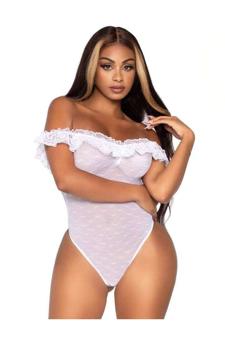 Leg Avenue Spring Fling Teddy Bodysuit White in One Size 3