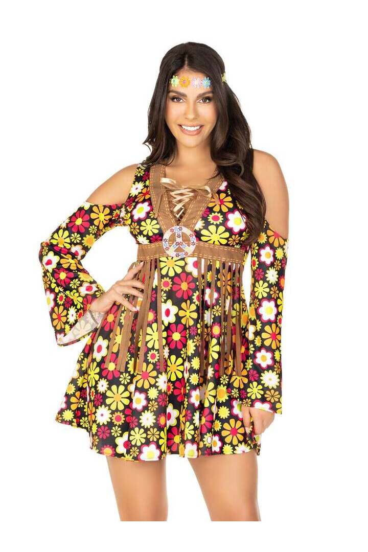 Leg Avenue Starflower Hippie Dress Costume in Brown 3