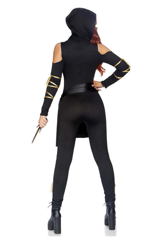 Leg Avenue Stealth Ninja Costume in Black/Gold 1