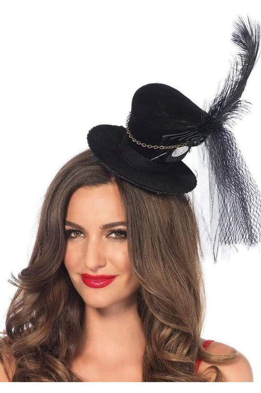 Leg Avenue Steam Punk Velvet Mini Top Hat With Chains Black in One Size