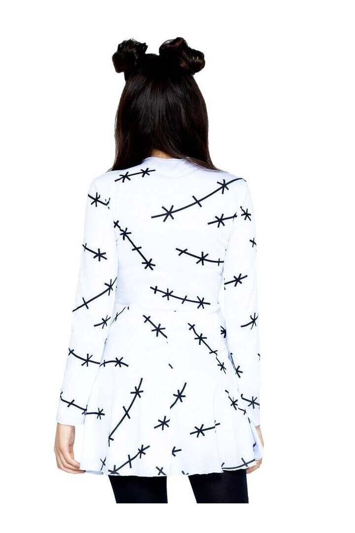 Leg Avenue Stitch T-Shirt Dress in White/Black 1