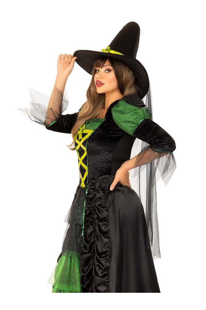 Leg Avenue Storybook Witch Costume in Black/Green 2