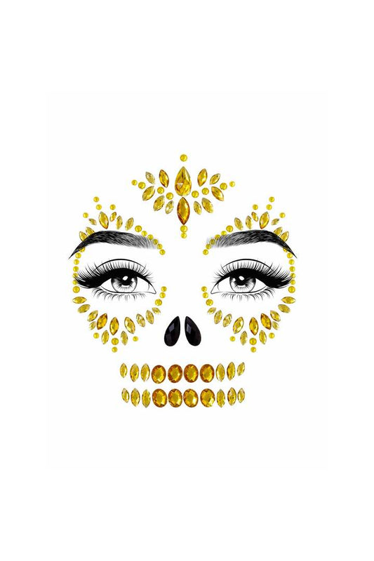 Leg Avenue Sugar Skull Adhesive Face Jewels Sticker Gold in One Size 1