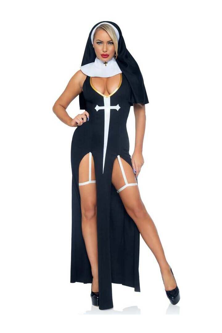 Leg Avenue Sultry Sinner Nun Costume in Black/White 3