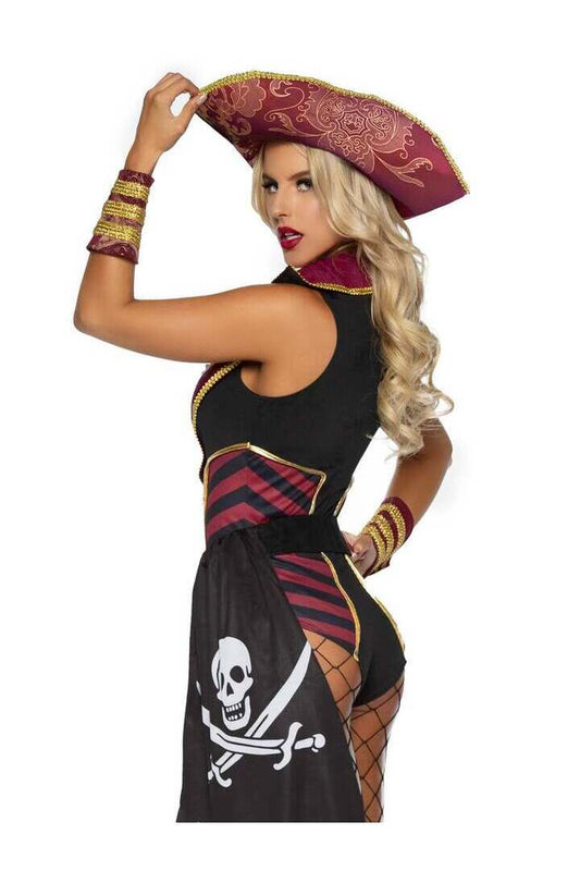 Leg Avenue Sultry Swashbuckler Pirate Costume in Red/Black 1