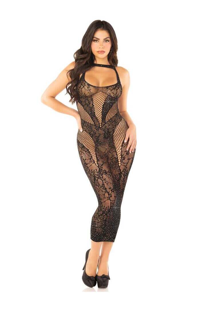Leg Avenue Sweet Surrender Body Con Dress Black in One Size 4